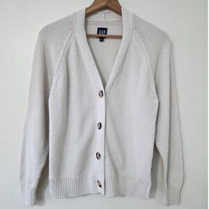 GAP Knit Grandpa Cardigan Sz L Oversized Seed Stitch Textured Y2K Grunge